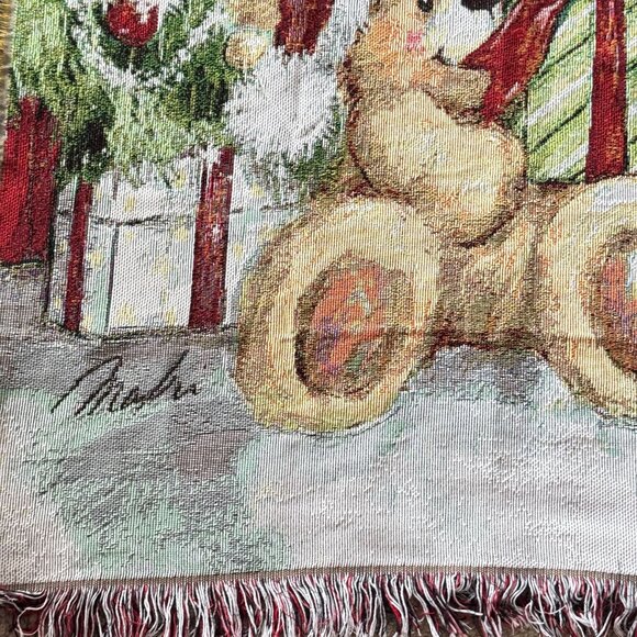 Babys 1st Christmas Throw Blanket 50 X 36 Collections Etc. Woven Teddy Bear - Picture 9 of 11